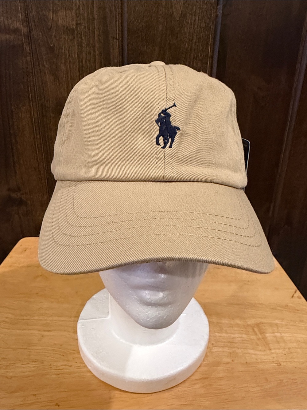 Ralph Lauren Tan Baseball Cap with Navy Polo Logo